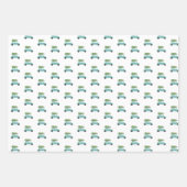 カラフルクリスマスツリー付き車 ラッピングペーパーシート (正面)