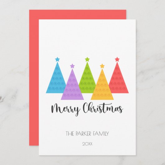 カラフルクリスマスツリー シーズンカード (正面/裏面)
