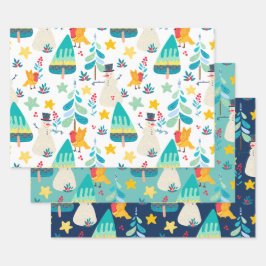 カラフルクリスマスパタカスタムーンの背景 ラッピングペーパーシート