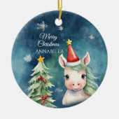 カラフルクリスマスパーソナライズされた セラミックオーナメント (正面)