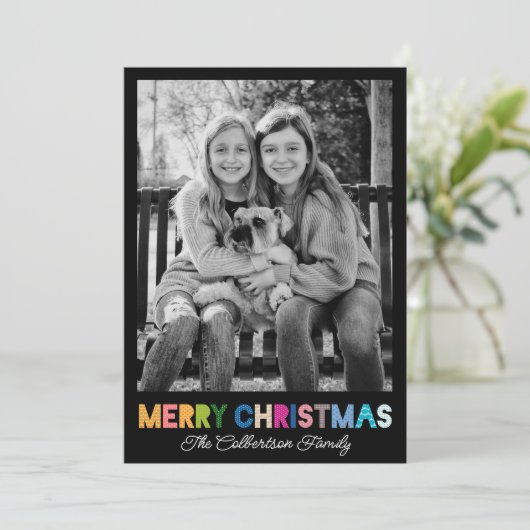 カラフルクリスマスファミリーフォトクリスマスカード (スタンド正面)
