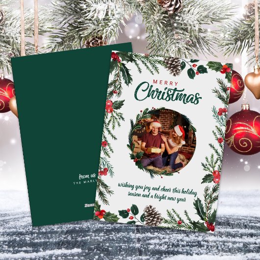 カラフルクリスマスファミリー写真ホリデーカード シーズンカード