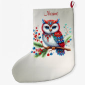 カラフルクリスマスフクロウストッキング ラージクリスマスストッキング (裏面)