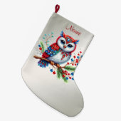 カラフルクリスマスフクロウストッキング ラージクリスマスストッキング (正面 (吊り時))