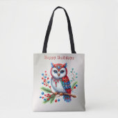 カラフルクリスマスフクロウホリデートートバッグ トートバッグ (正面)