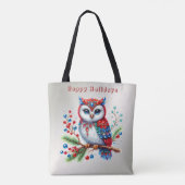 カラフルクリスマスフクロウホリデートートバッグ トートバッグ (裏面)