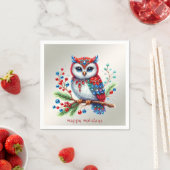 カラフルクリスマスフクロウホリデーナプキン スタンダードカクテルナプキン (インサイチュ)