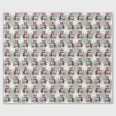 カラフルクリスマスフクロウホリデーラッピング紙 ラッピングペーパー (フラット)