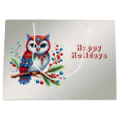 カラフルクリスマスフクロウ抱き枕 ラージペーパーバッグ (正面)