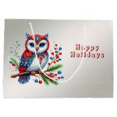 カラフルクリスマスフクロウ抱き枕 ラージペーパーバッグ (裏面)