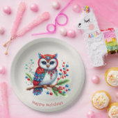 カラフルクリスマスフクロウ紙プレート ペーパープレート (パーティー)