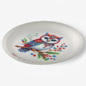 カラフルクリスマスフクロウ紙プレート ペーパープレート (アングル)