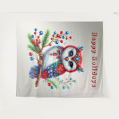 カラフルクリスマスフクロウ タペストリー (正面(横))