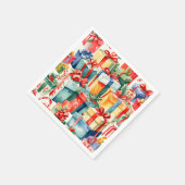 カラフルクリスマスプレゼント水彩模様 スタンダードカクテルナプキン (角)