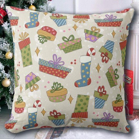 カラフルクリスマスプレゼント クッション