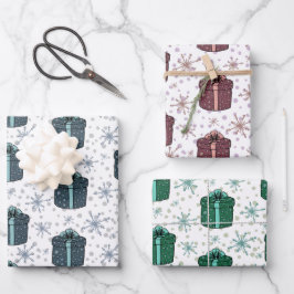 カラフルクリスマスプレゼント ラッピングペーパーシート