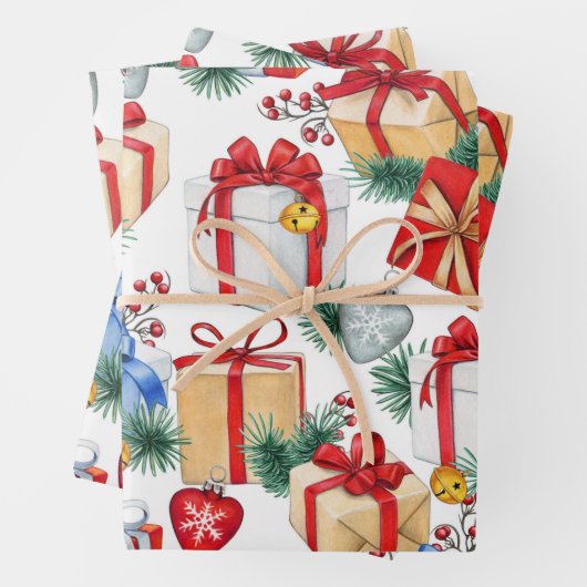 カラフルクリスマスプレゼント ラッピングペーパーシート (インサイチュ)