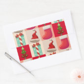 カラフルクリスマスプレゼント 長方形シール (封筒)