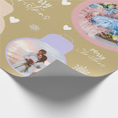 カラフルクリスマスベル名前をカスタムするとオーナメント ラッピングペーパー (角)