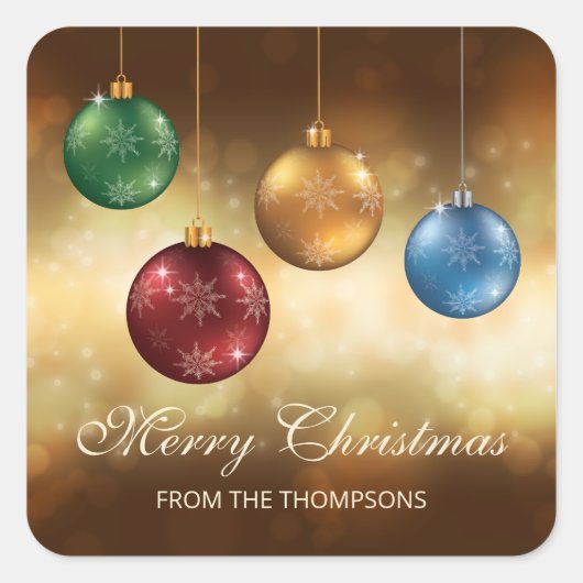 カラフルクリスマスボーカスタムブル文字 スクエアシール (正面)