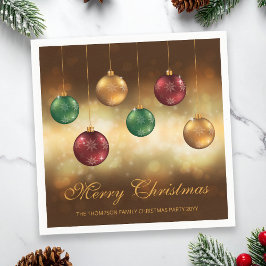 カラフルクリスマスボーカスタムブル文字 スタンダードカクテルナプキン