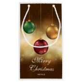 カラフルクリスマスボーカスタムブル文字 スモールペーパーバッグ (裏面)