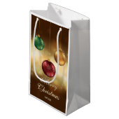 カラフルクリスマスボーカスタムブル文字 スモールペーパーバッグ (正面アングル)