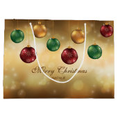 カラフルクリスマスボーカスタムブル文字 ラージペーパーバッグ (裏面)