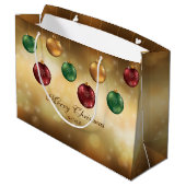 カラフルクリスマスボーカスタムブル文字 ラージペーパーバッグ (裏面アングル)