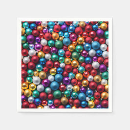 カラフルクリスマスボールオーナメント スタンダードカクテルナプキン