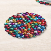 カラフルクリスマスボールオーナメント ペーパーコースター (アングル)