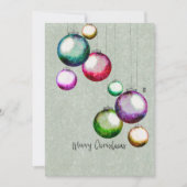 カラフルクリスマスボール4ファミリーフォトコラージュ シーズンカード (正面)