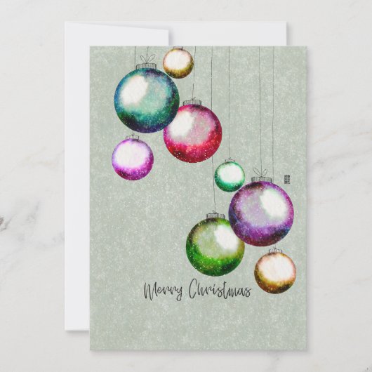 カラフルクリスマスボール4ファミリーフォトコラージュ シーズンカード (正面)