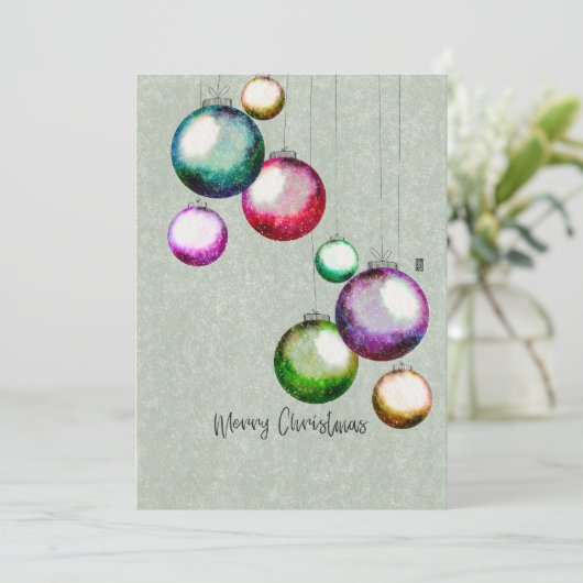 カラフルクリスマスボール4ファミリーフォトコラージュ シーズンカード (スタンド正面)