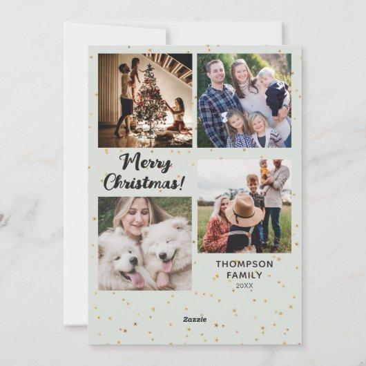 カラフルクリスマスボール4ファミリーフォトコラージュ シーズンカード (裏面)