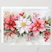 カラフルクリスマスポインセティアススクラップブック作り紙 (正面/裏面)