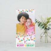 カラフルクリスマスメリーライト&明るいおもしろい写真 シーズンカード (スタンド正面)