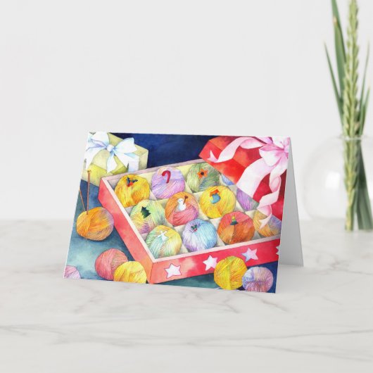 カラフルクリスマスヤーンボールギフトボックス シーズンカード (正面)