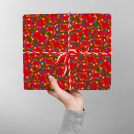 カラフルクリスマスライトかわいいおもしろいパタモダンーン ラッピングペーパー