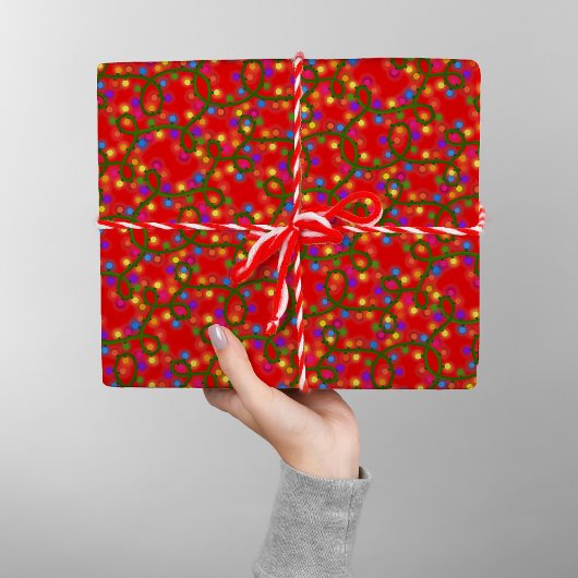 カラフルクリスマスライトかわいいおもしろいパタモダンーン ラッピングペーパー