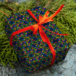 カラフルクリスマスライトかわいいおもしろいパタモダンーン ラッピングペーパー