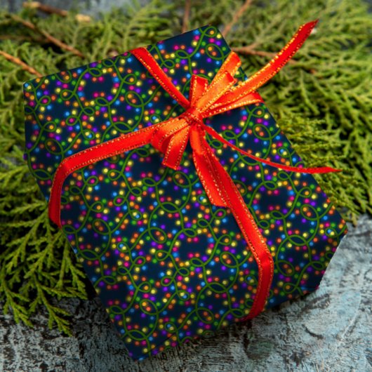 カラフルクリスマスライトかわいいおもしろいパタモダンーン ラッピングペーパー