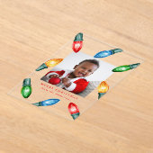 カラフルクリスマスライトアクリルホリデー写真 アクリル招待状 (レイダウン)