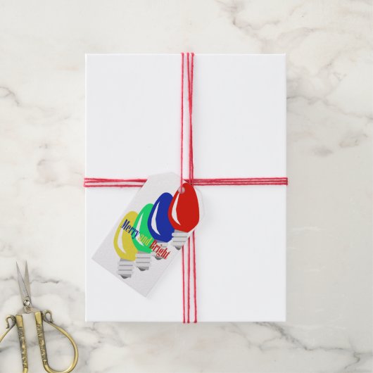 カラフルクリスマスライトギフトラベル ギフトタグ (より糸付き)