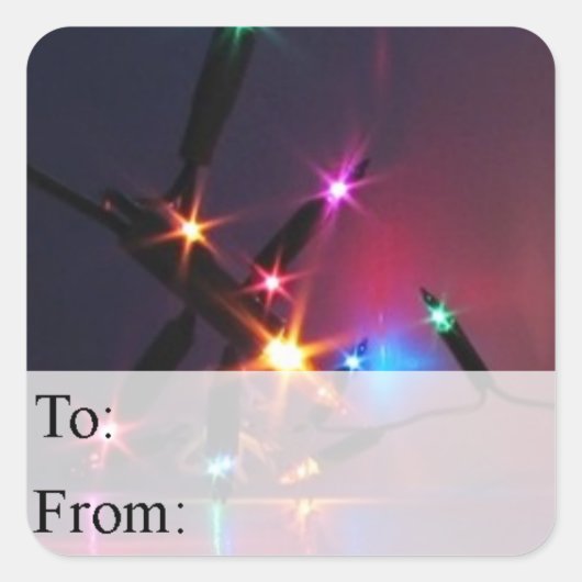 カラフルクリスマスライトギフトラベル スクエアシール (正面)