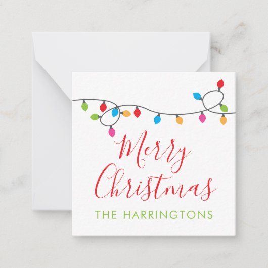 カラフルクリスマスライトギフト囲いカード ノートカード (正面)