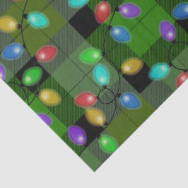 カラフルクリスマスライトグリーンプレイド 薄葉紙