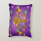 カラフルクリスマスライトゴールデンツリー&オーナメント アクセントクッション (裏面(縦))