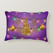 カラフルクリスマスライトゴールデンツリー&オーナメント アクセントクッション (裏面)