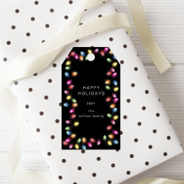 カラフルクリスマスライトモノグラムギフトラベル ギフトタグ